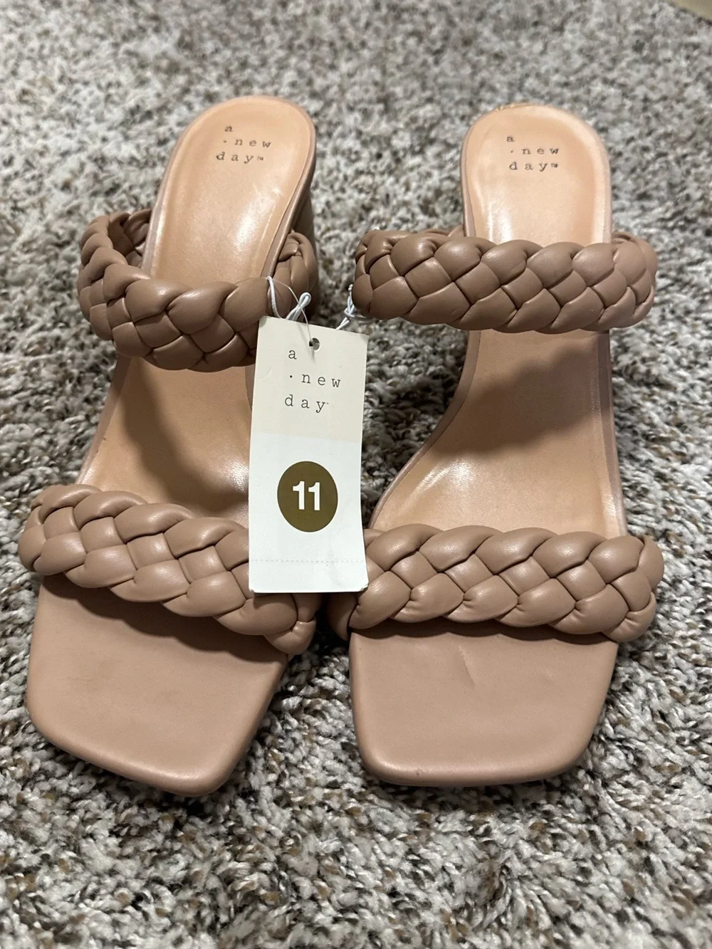 a new day Braided Double-Strap Slide Heels in Nude Taupe